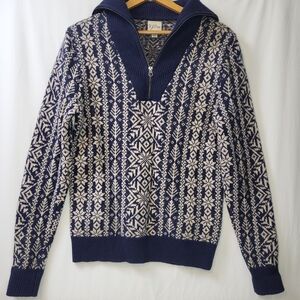J. Crew Lambswool Fair Isle Quarter Zip‎ Sweater Men's Size Medium
